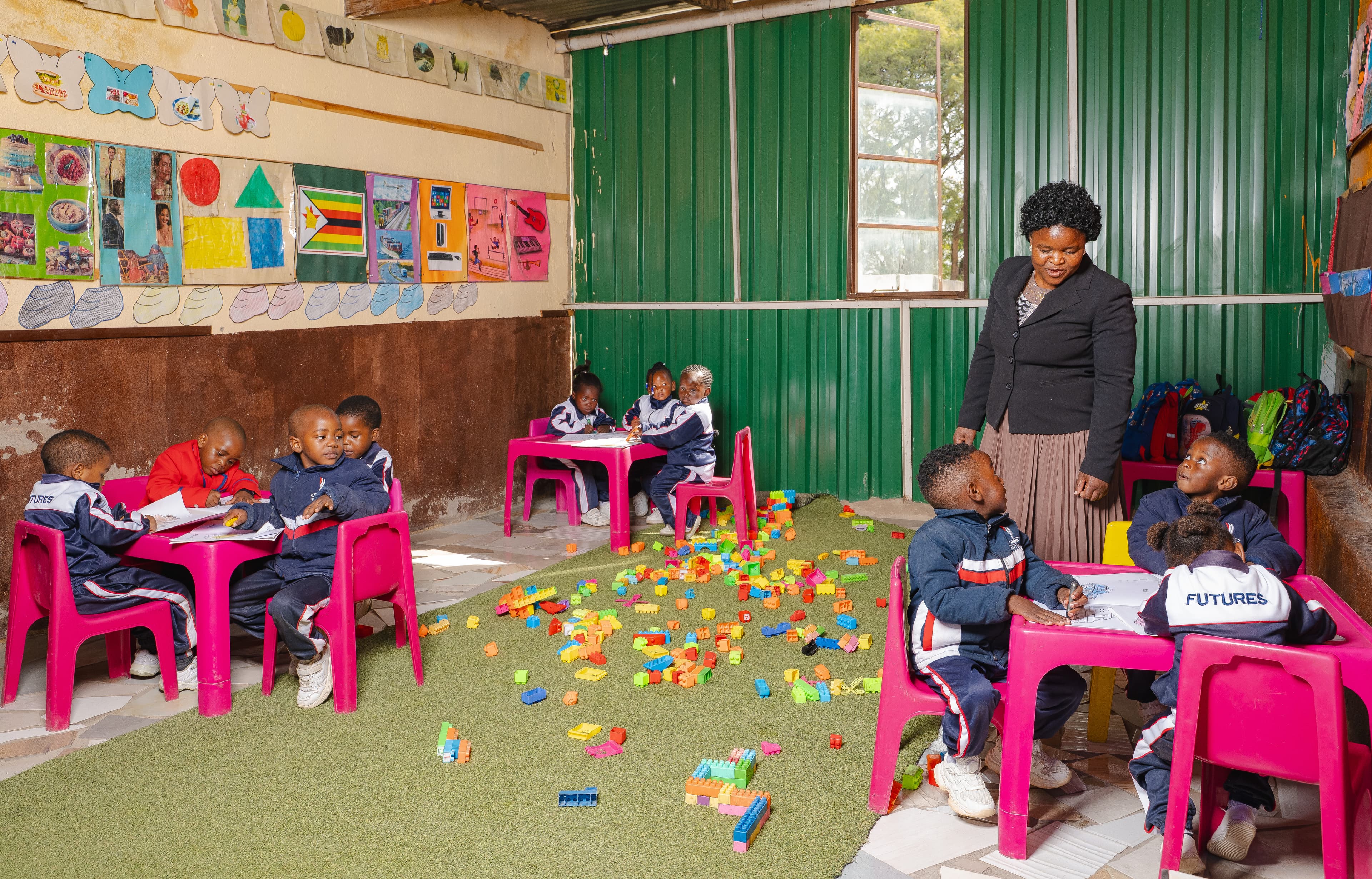 ECD students and Teacher in the class at Futures Academy Rusape